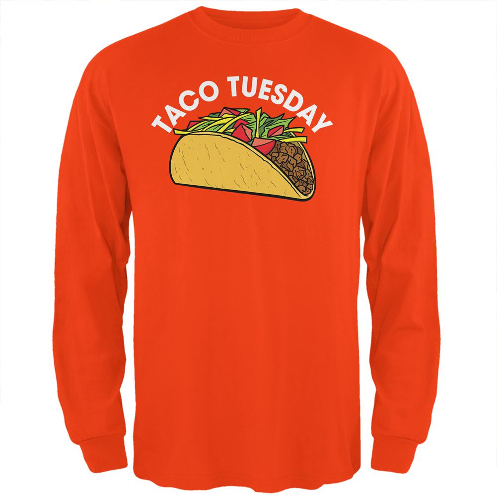 Cinco de Mayo Taco Tuesday Mens Long Sleeve T Shirt Men's Long Sleeves Old Glory 2XL Orange 