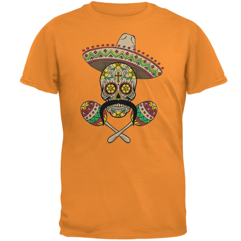 Cinco de Mayo Sombrero Skull Maracas Crossbones Mens T Shirt Men's T-Shirts Old Glory 2XL Orange 