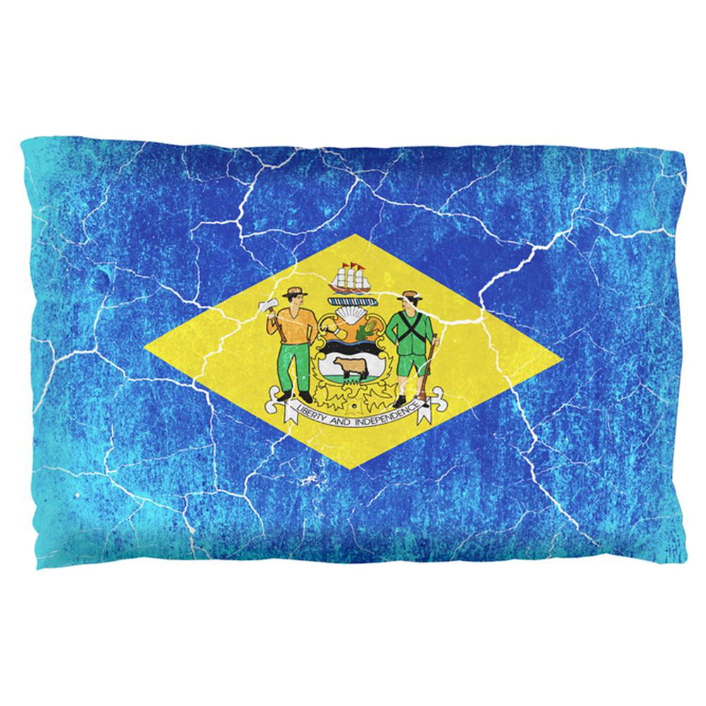 Delaware Vintage Distressed State Flag Pillow Case Pillowcases Old Glory OS Multi 