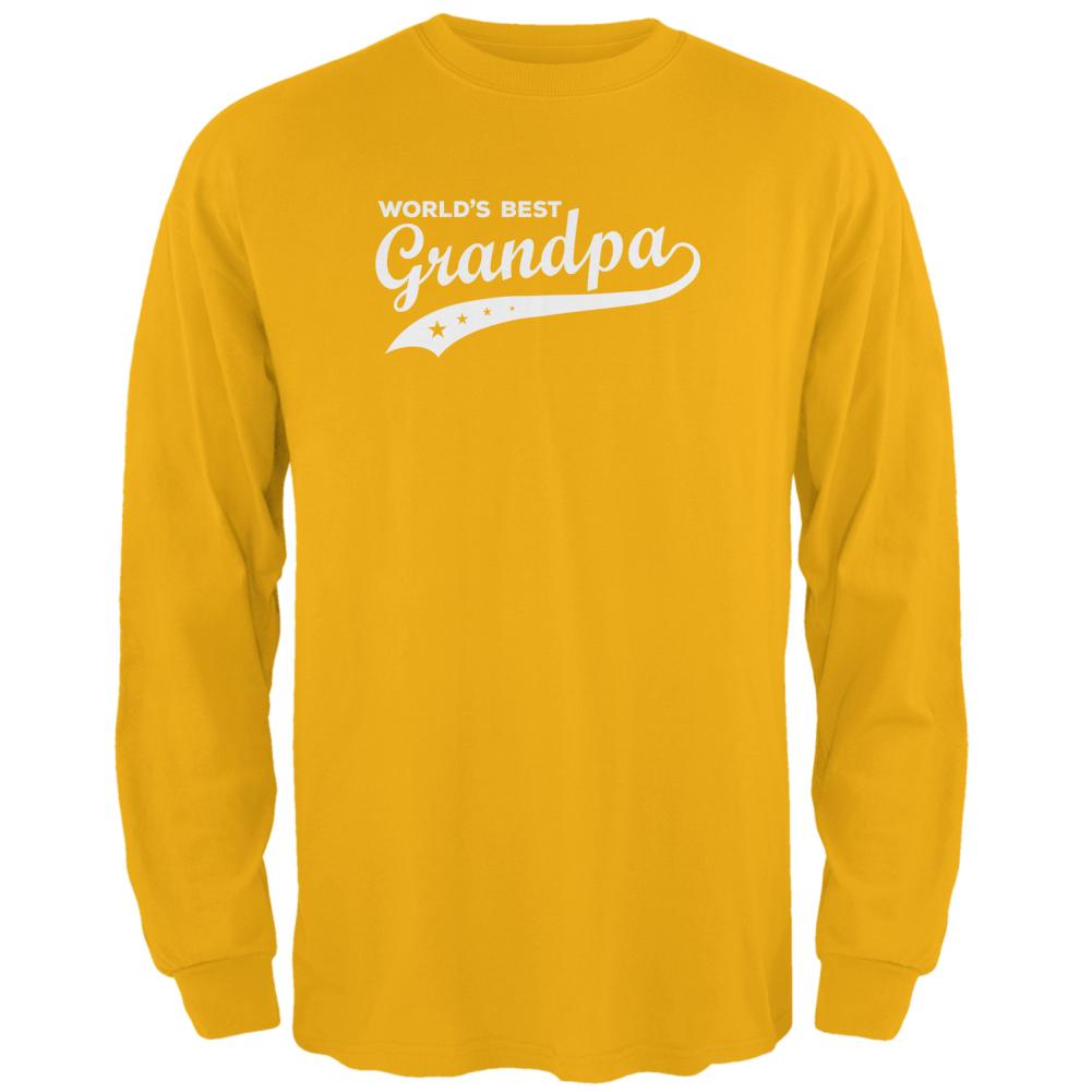 Father's Day World's Best Grandpa Mens Long Sleeve T Shirt Men's Long Sleeves Old Glory 2XL Yellow 