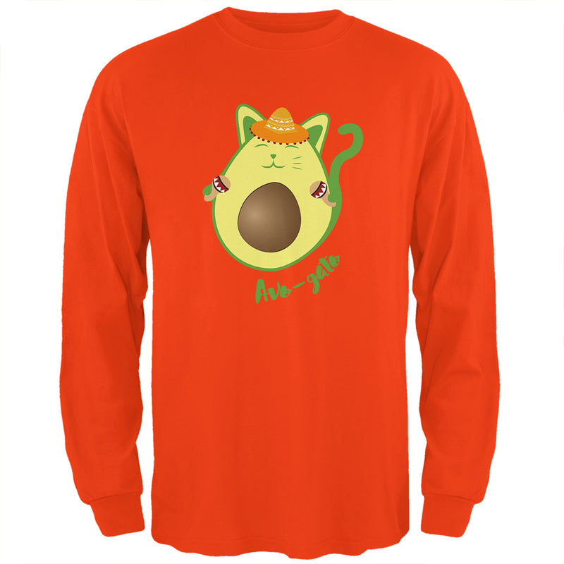 Cinco de Mayo Avogado Avocato Avocado Cat Spanish Mens Long Sleeve T Shirt Men's Long Sleeves Old Glory 3XL Orange 