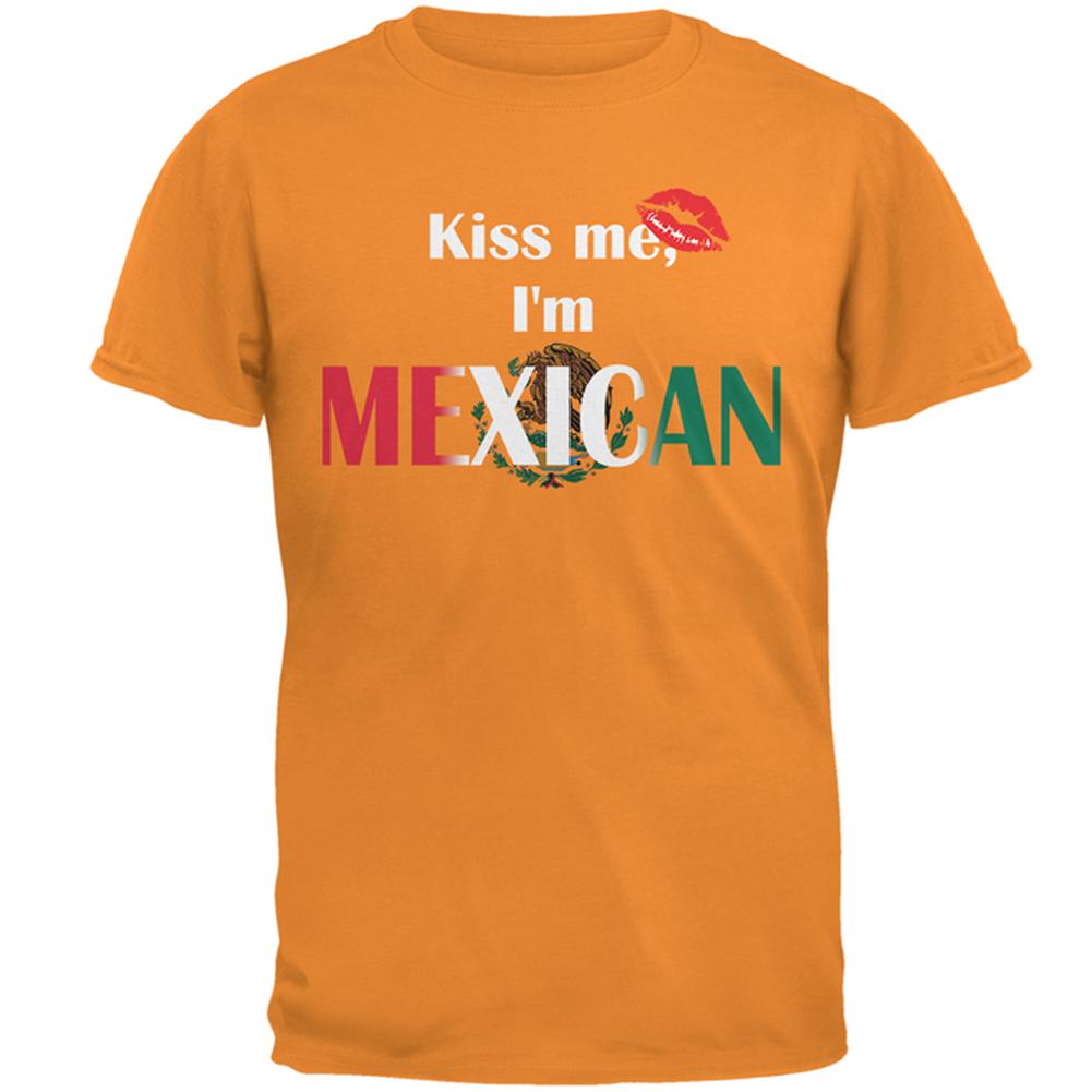 Cinco De Mayo - Kiss Me I'm Mexican Mens T Shirt Men's T-Shirts Old Glory SM Orange 