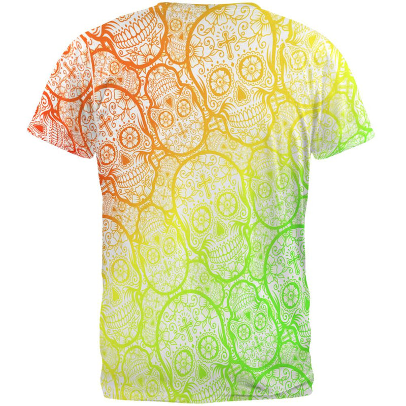 Cinco de Mayo Crazy Sugar Skull Pattern All Over Mens T Shirt Men's T-Shirts Old Glory   