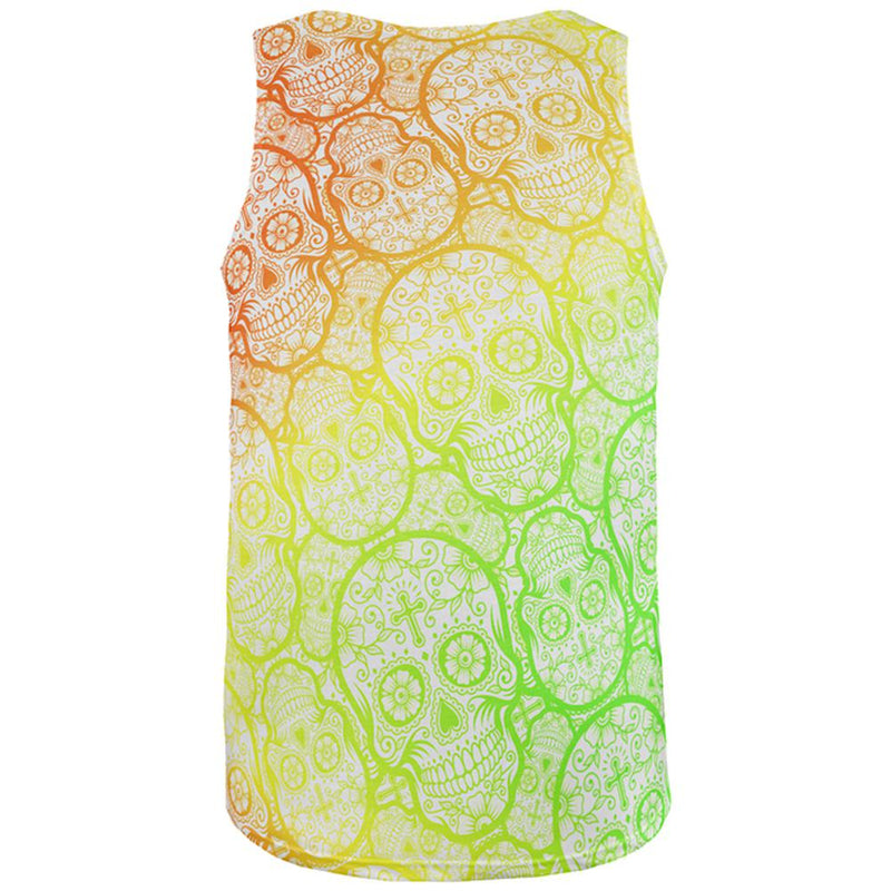 Cinco de Mayo Crazy Sugar Skull Pattern All Over Mens Tank Top Men's Tank Tops Old Glory   