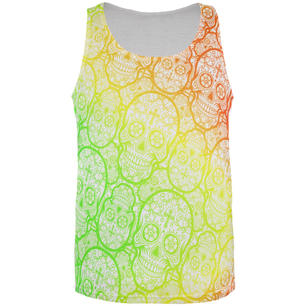 Cinco de Mayo Crazy Sugar Skull Pattern All Over Mens Tank Top Men's Tank Tops Old Glory 2XL Multi 