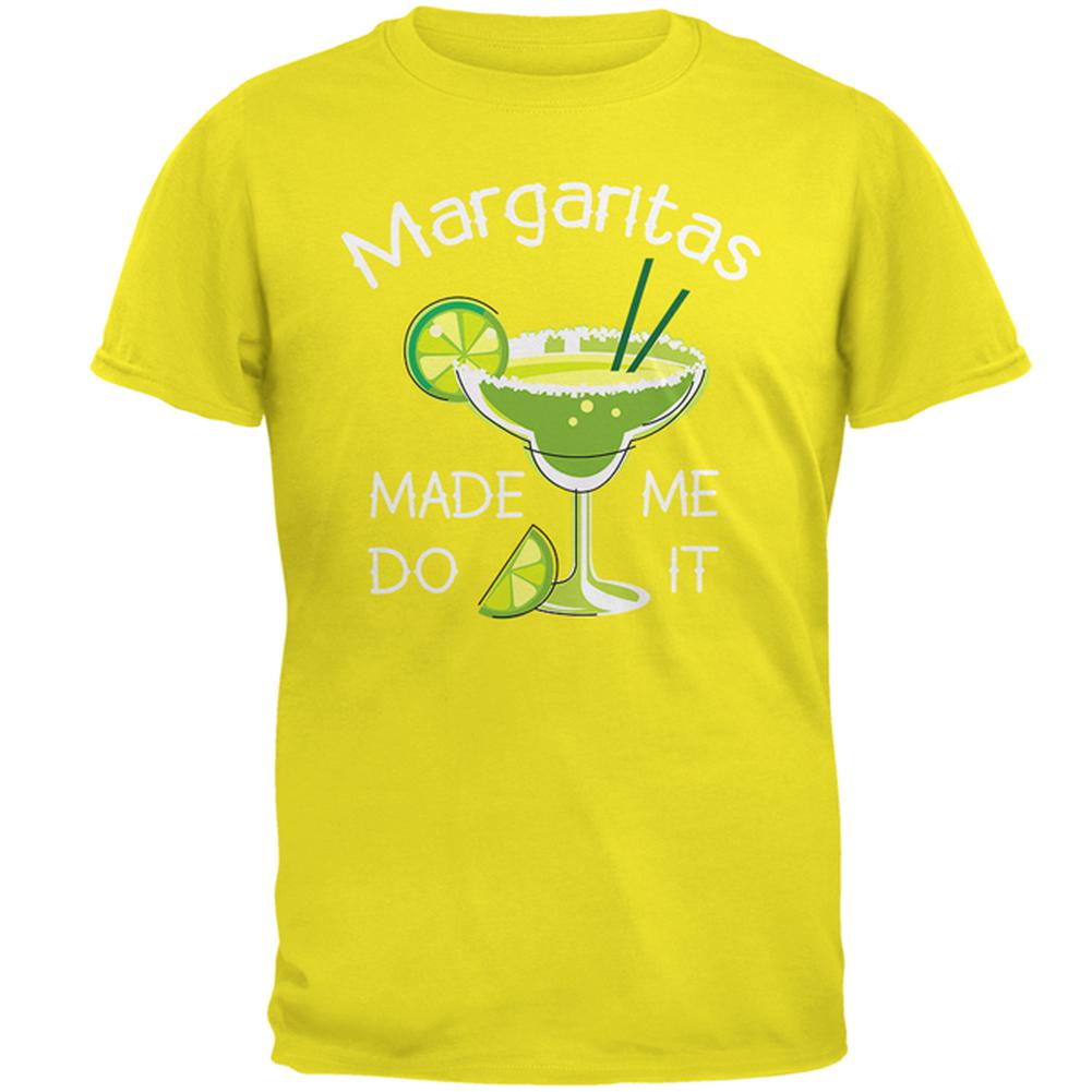 Cinco de Mayo Margaritas Made Me Do It Mens T Shirt Men's T-Shirts Old Glory 2XL Bright Yellow 