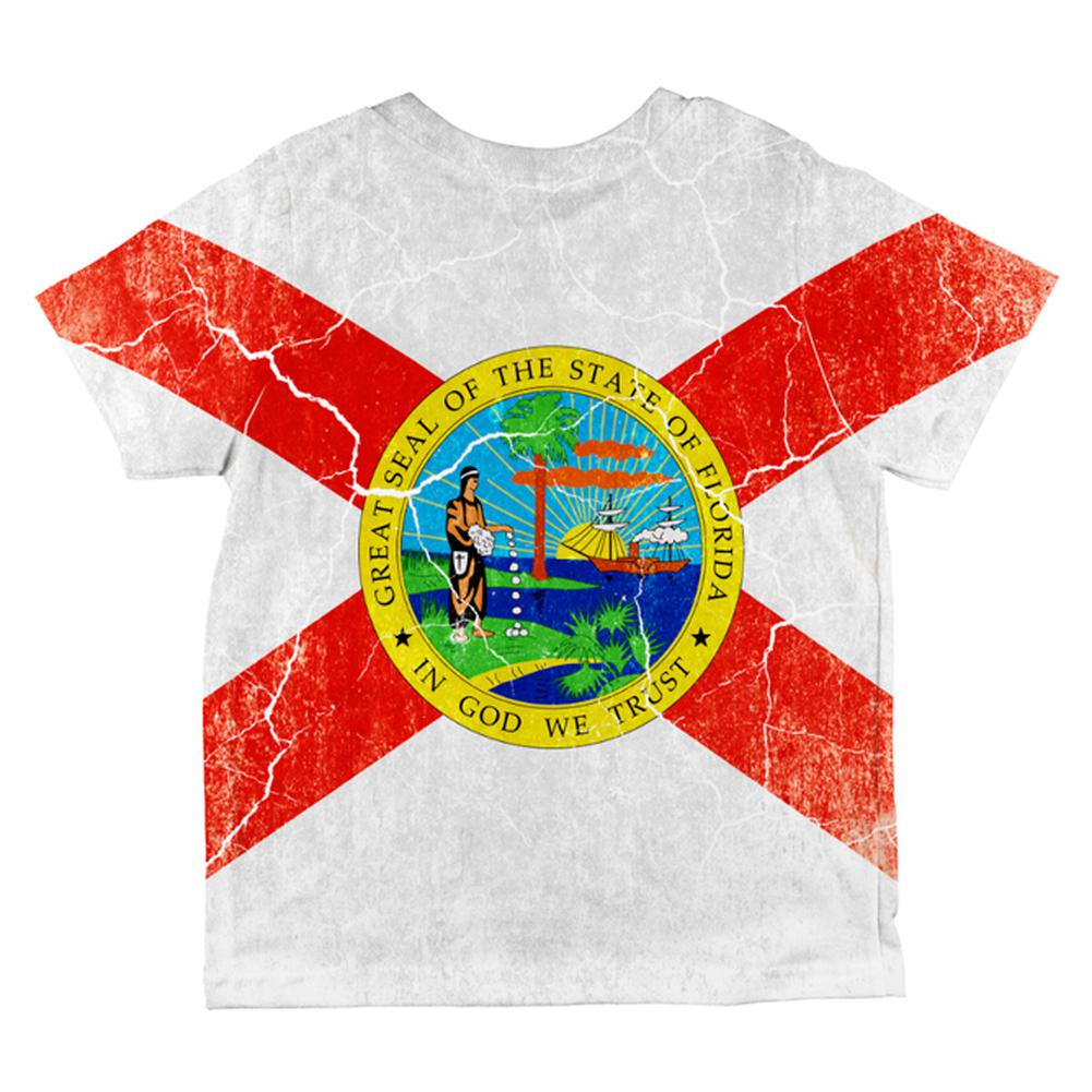 Florida Vintage Distressed State Flag All Over Toddler T Shirt Toddler T-Shirts Old Glory   