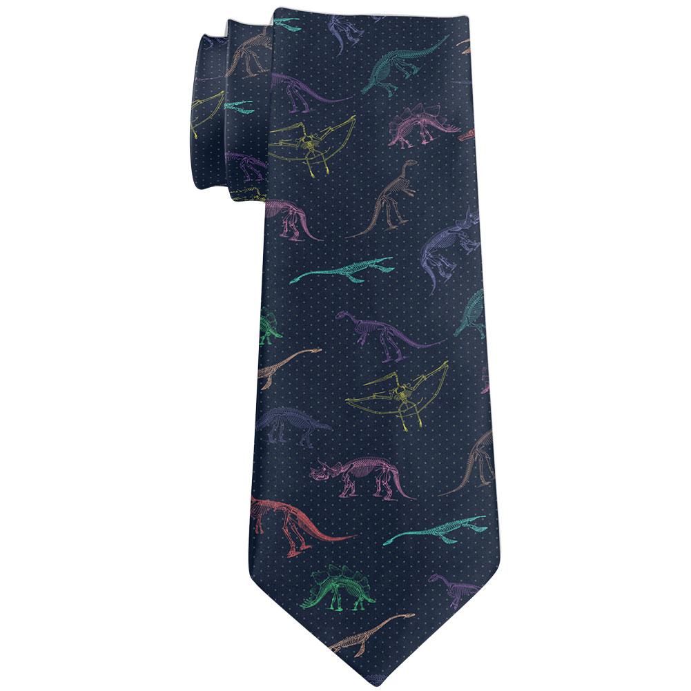 Dino Dinosaur Color Pattern Cute All Over Neck Tie Men's Neck Ties Old Glory OS Multi 