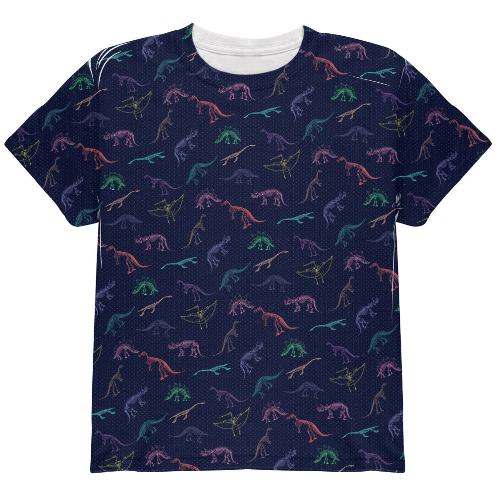 Dino Dinosaur Color Pattern Cute All Over Youth T Shirt Youth T-Shirts Old Glory YLG Multicolored 