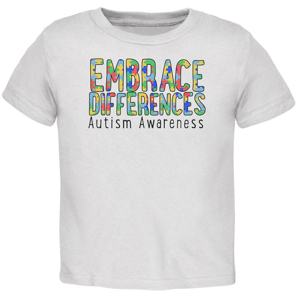 Autism Awareness Embrace Differences Toddler T Shirt Toddler T-Shirts Old Glory 2T White 