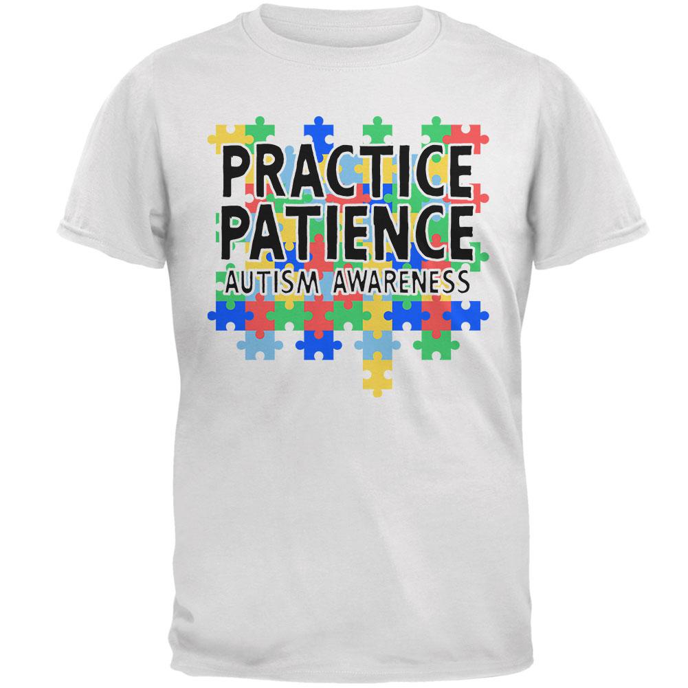 Autism Awareness Practice Patience Mens T Shirt Men's T-Shirts Old Glory 2XL White 