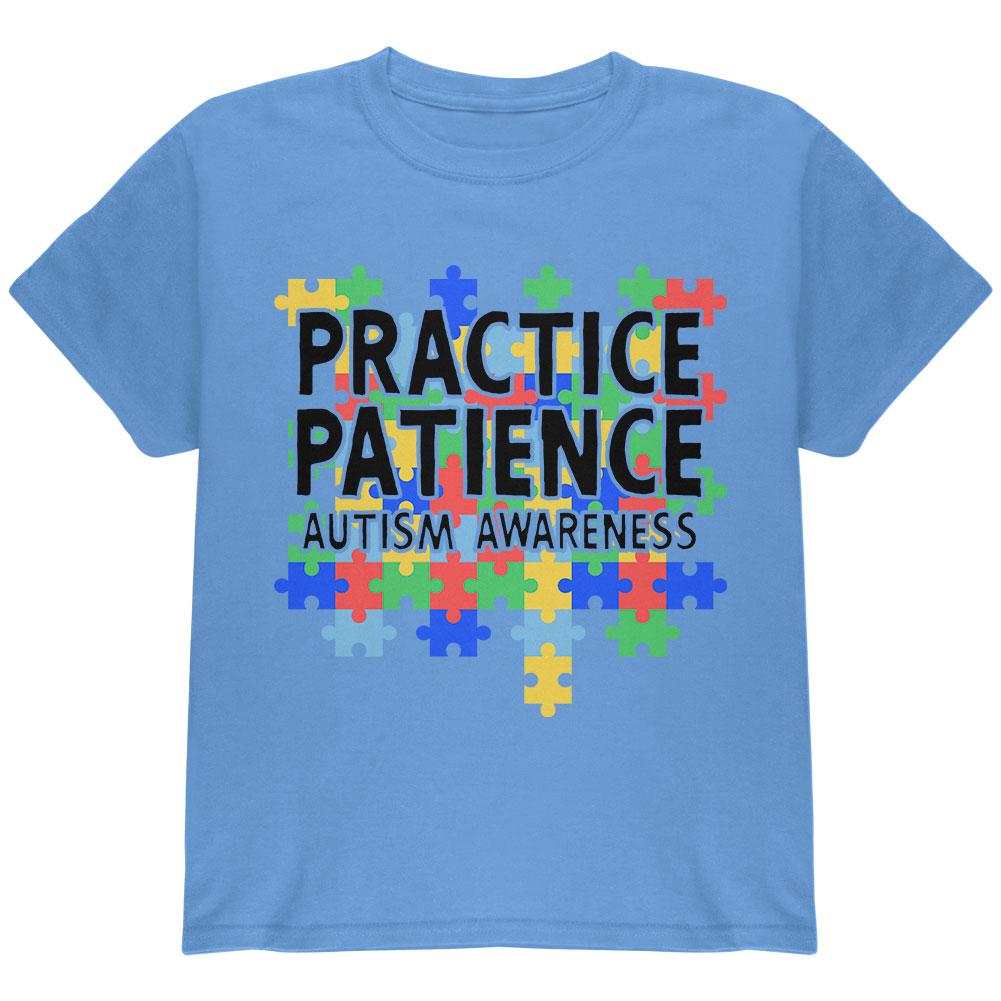 Autism Awareness Practice Patience Youth T Shirt Youth T-Shirts Old Glory LG Carolina Blue 