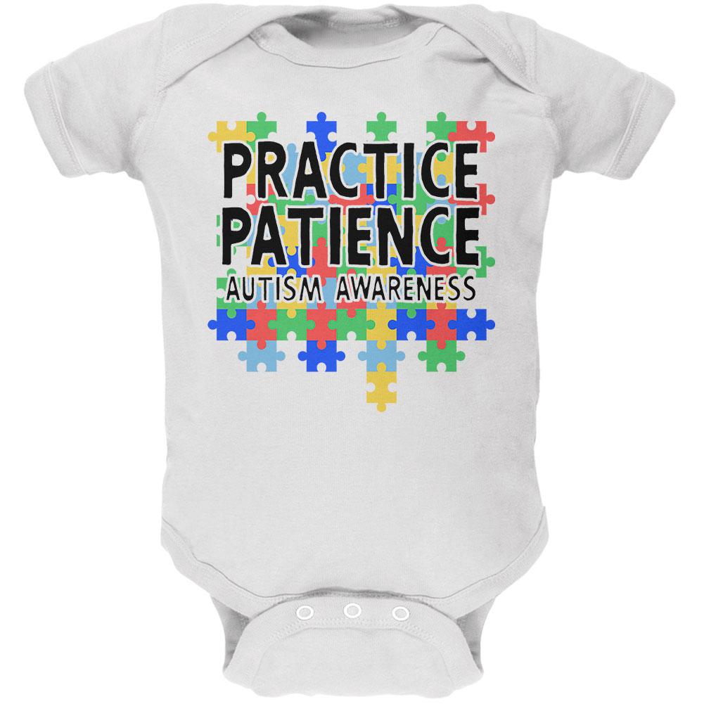 Autism Awareness Practice Patience Soft Baby One Piece Baby One Piece Old Glory 0-3M White 