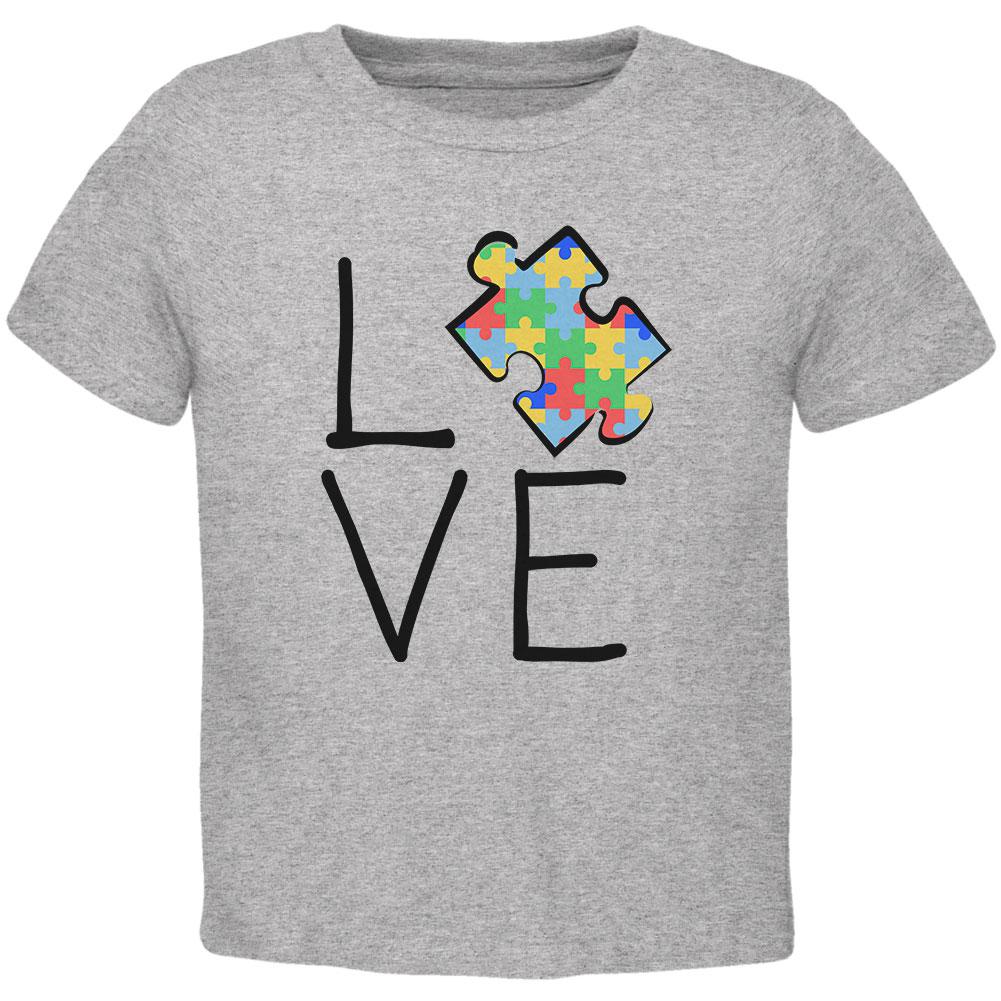 Autism Awareness Love Puzzle Piece Toddler T Shirt Toddler T-Shirts Old Glory 2T Heather 