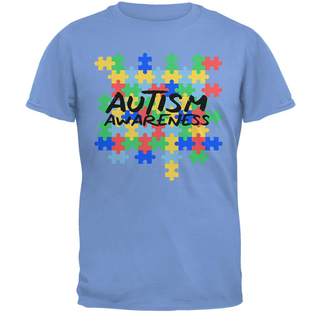 Autism Awareness Puzzle Pieces Mens T Shirt Men's T-Shirts Old Glory 2XL Carolina Blue 