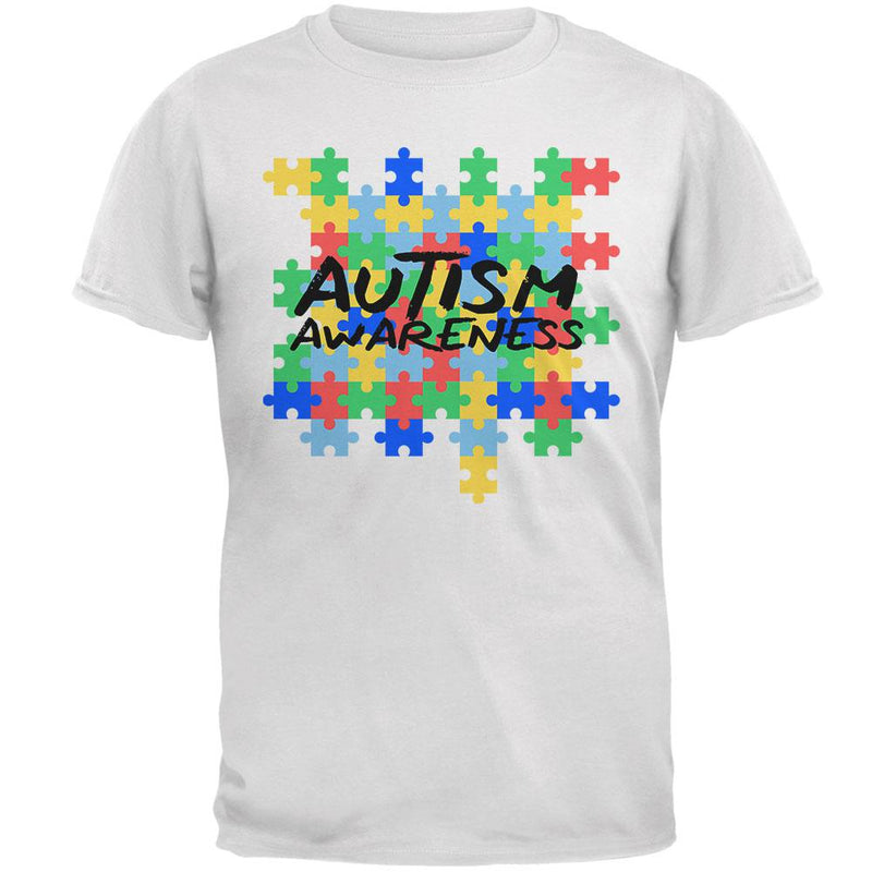 Autism Awareness Puzzle Pieces Mens T Shirt Men's T-Shirts Old Glory 2XL White 