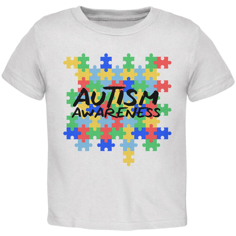 Autism Awareness Puzzle Pieces Toddler T Shirt Toddler T-Shirts Old Glory 2T White 