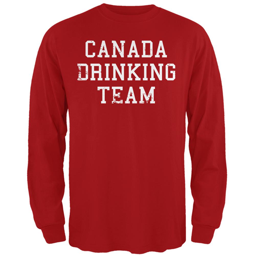 Canada Drinking Team Mens Long Sleeve T Shirt Men's Long Sleeves Old Glory 2XL Red 