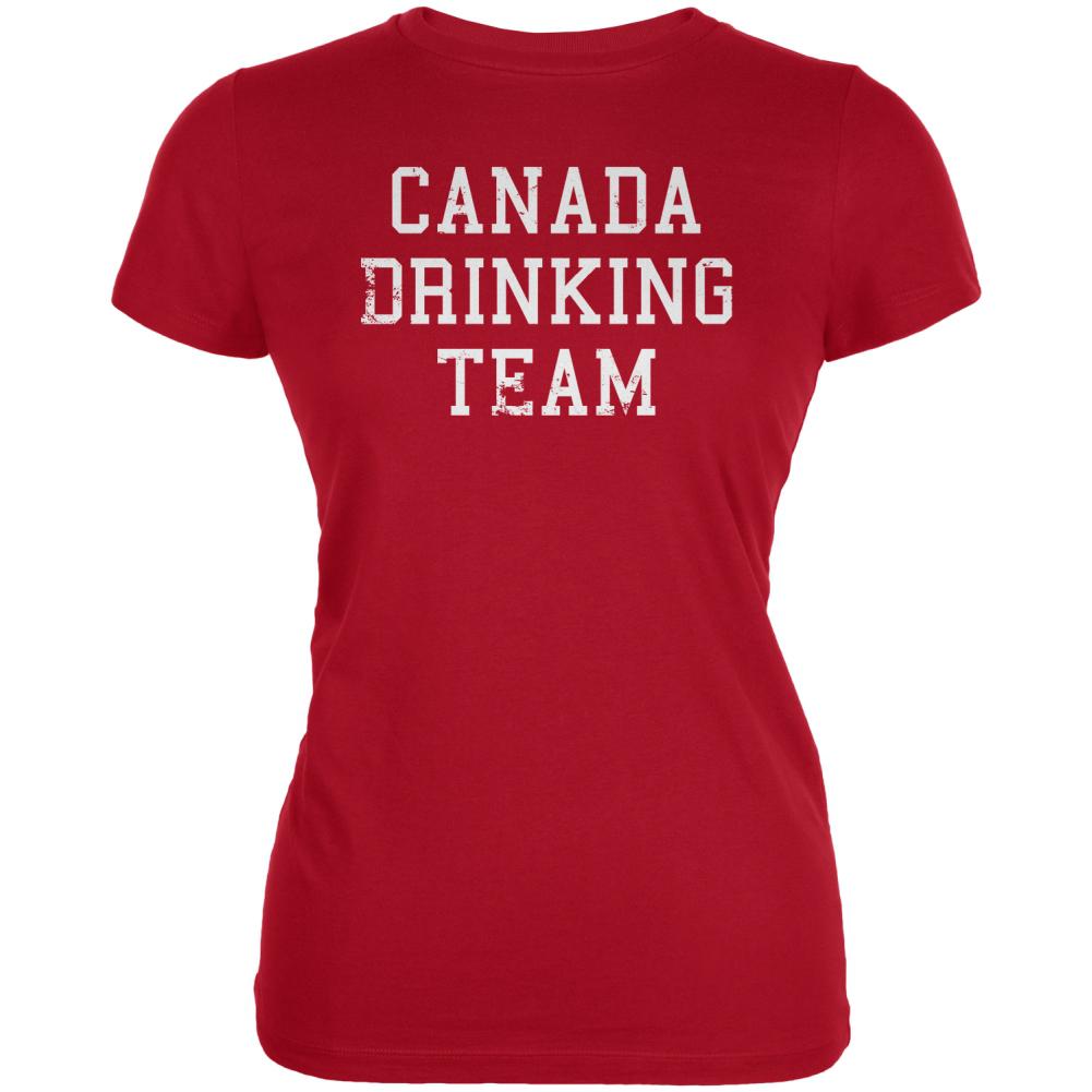 Canada Drinking Team Juniors Soft T Shirt Juniors T-Shirts Old Glory 2XL Red 