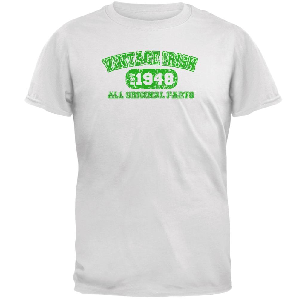 St Patricks Vintage Irish Birthday 1948 Mens T Shirt Men's T-Shirts Old Glory 2XL White 