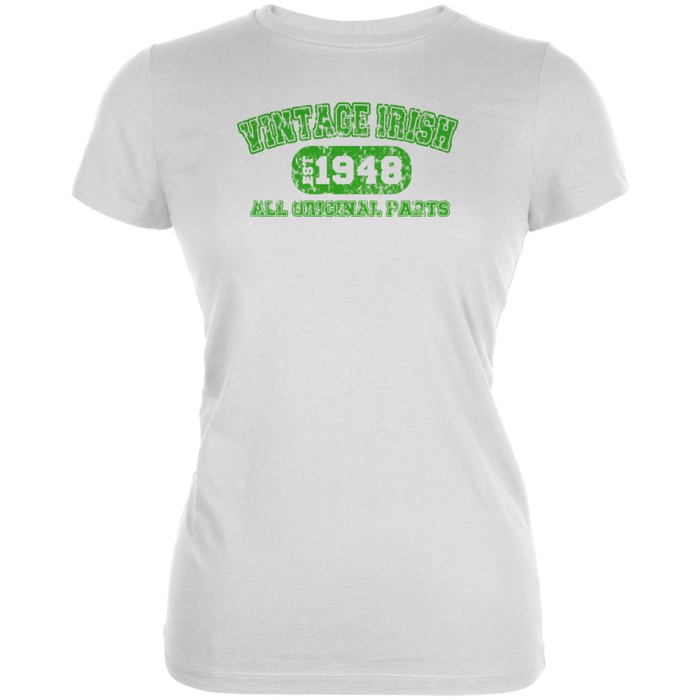 St Patricks Vintage Irish Birthday 1948 Juniors Soft T Shirt Juniors T-Shirts Old Glory 2XL White 