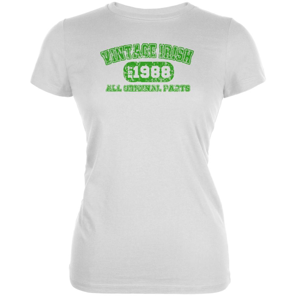 St Patricks Vintage Irish Birthday 1988 Juniors Soft T Shirt Juniors T-Shirts Old Glory 2XL White 