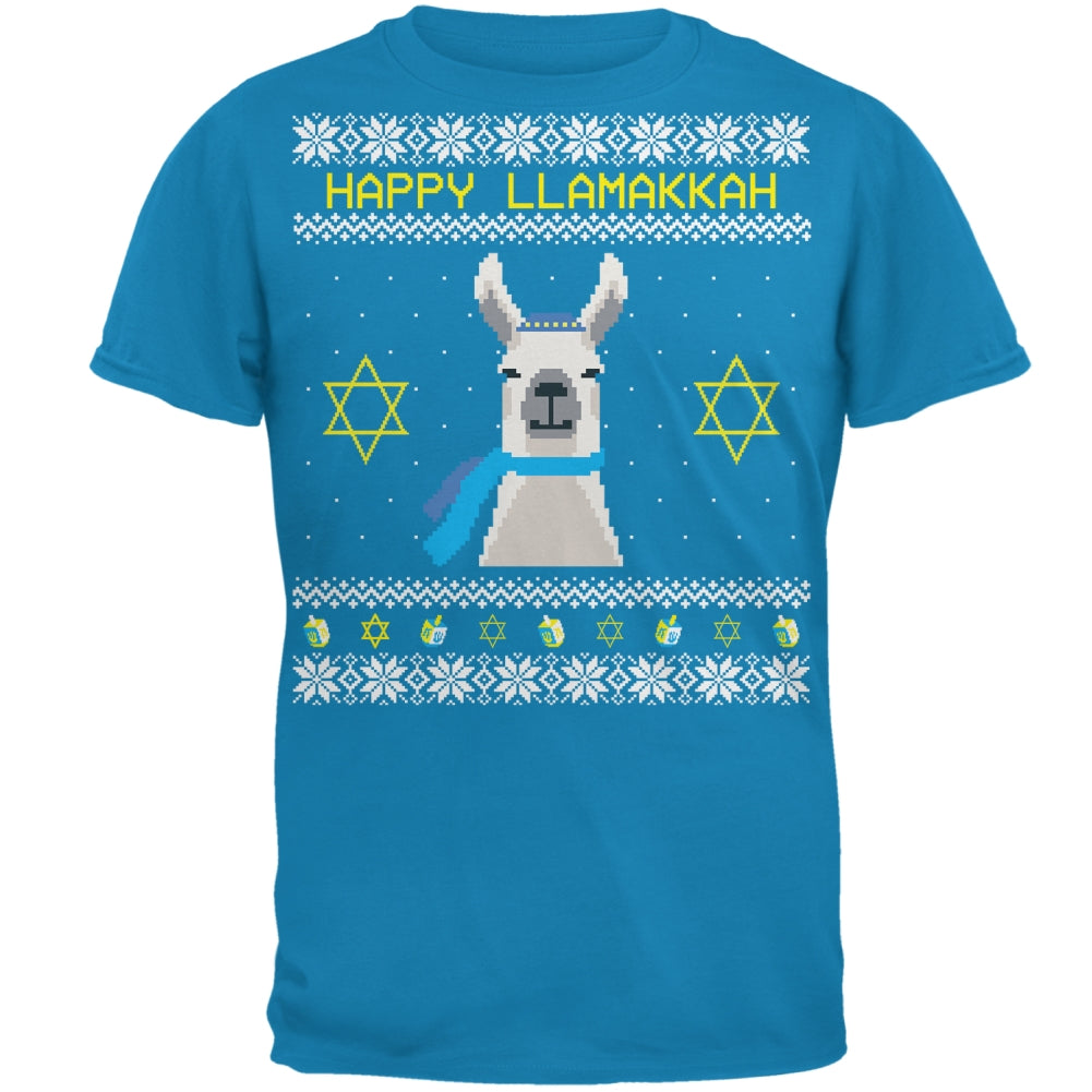 Llama Llamakkah Ugly Hanukkah Sweater Royal Mens T Shirt Men's T-Shirts Old Glory 2XL Sapphire 