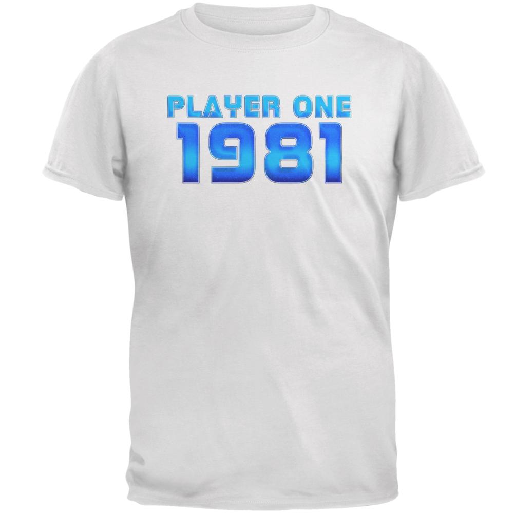 1981 Player One Birthday Mens T Shirt Men's T-Shirts Old Glory 2XL White 