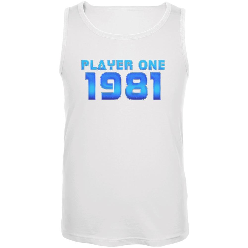 1981 Player One Birthday Mens Tank Top Men's Tank Tops Old Glory 2XL White 