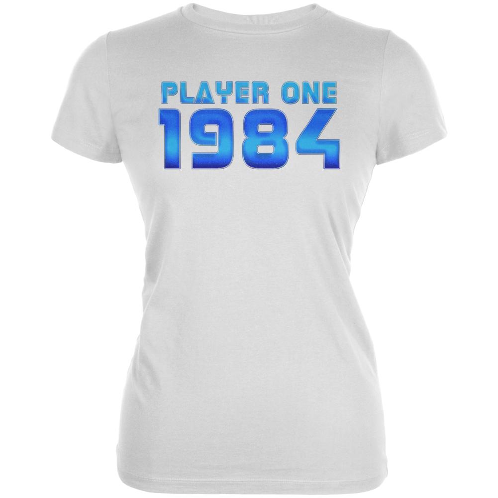 1984 Player One Birthday Juniors Soft T Shirt Juniors T-Shirts Old Glory 2XL White 