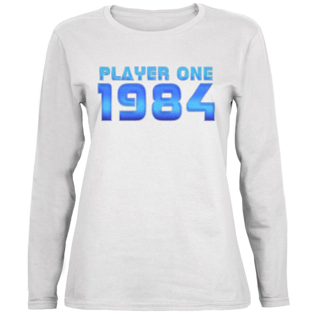 1984 Player One Birthday Ladies' Relaxed Jersey Long-Sleeve Tee Women's Long Sleeves Old Glory 2XL White 