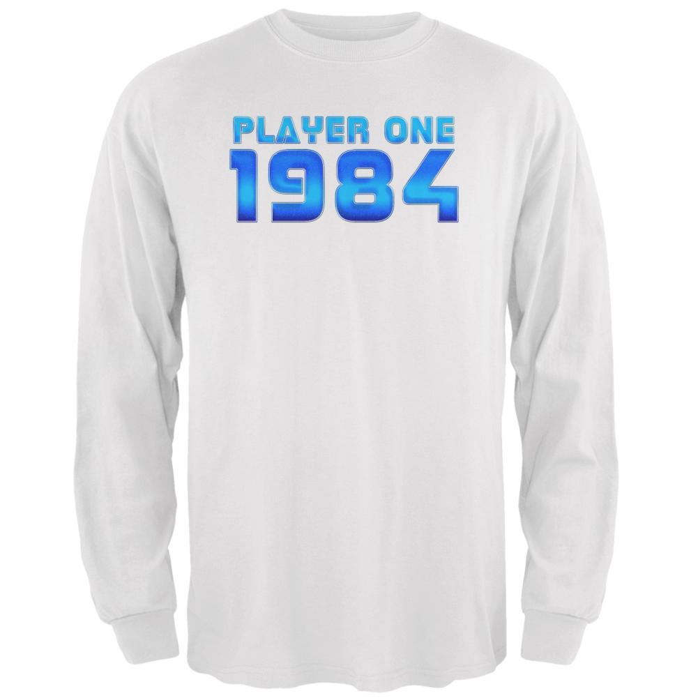 1984 Player One Birthday Mens Long Sleeve T Shirt Men's Long Sleeves Old Glory 2XL White 