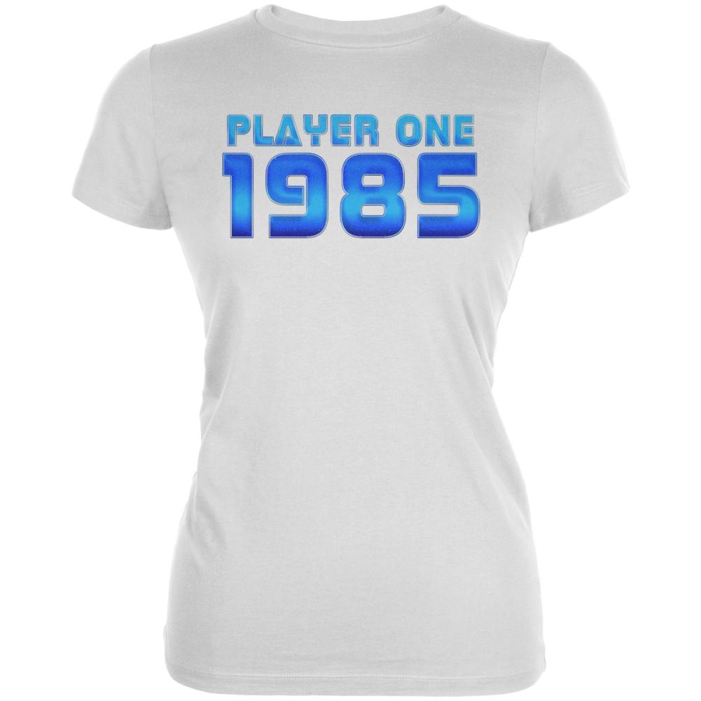 1985 Player One Birthday Juniors Soft T Shirt Juniors T-Shirts Old Glory 2XL White 