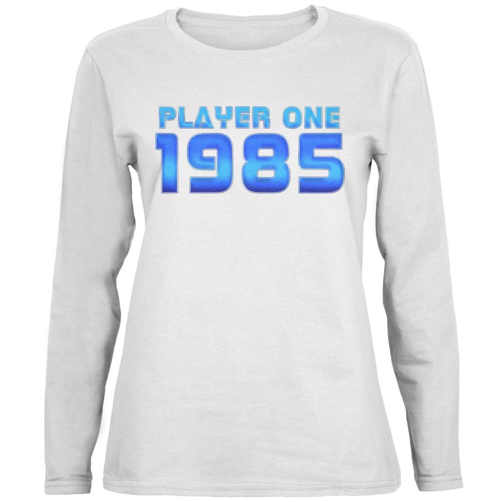 1985 Player One Birthday Ladies' Relaxed Jersey Long-Sleeve Tee Women's Long Sleeves Old Glory 2XL White 