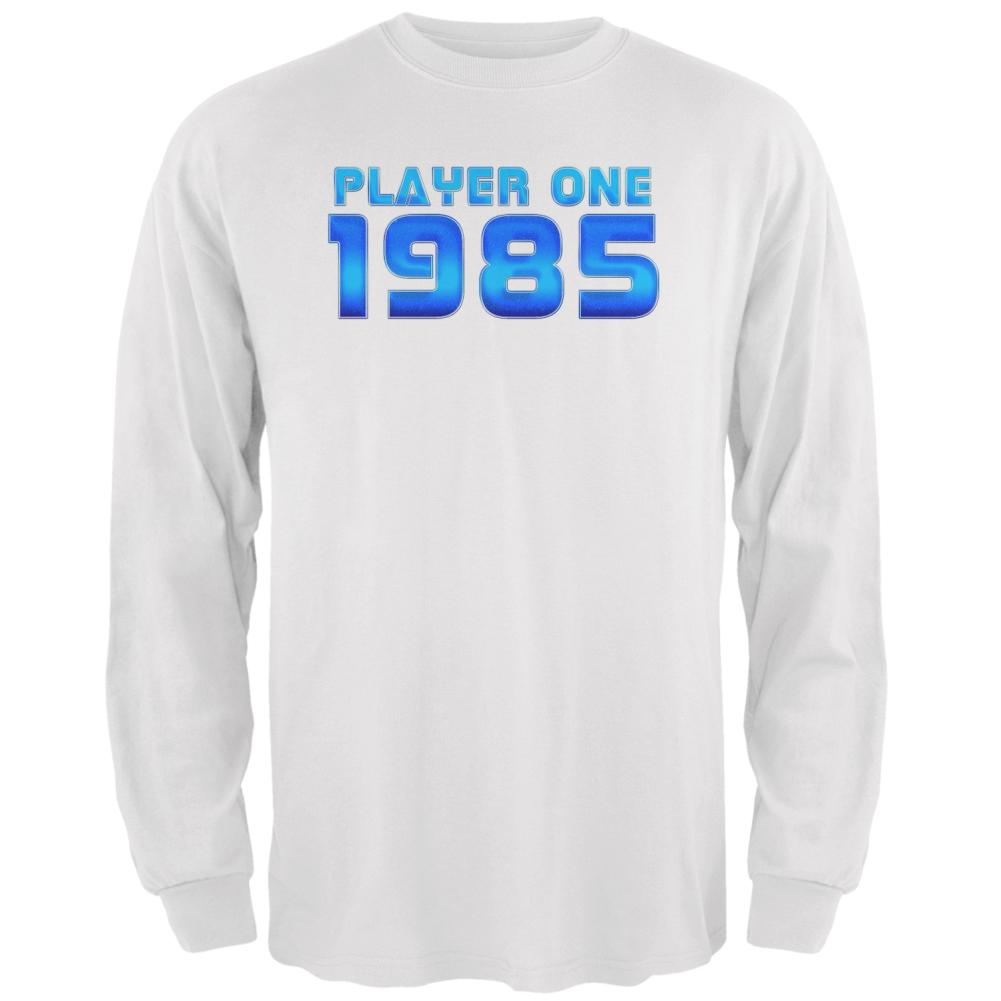 1985 Player One Birthday Mens Long Sleeve T Shirt Men's Long Sleeves Old Glory 2XL White 