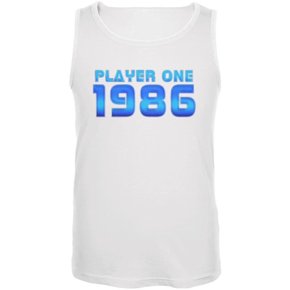 1986 Player One Birthday Mens Tank Top Men's Tank Tops Old Glory 2XL White 