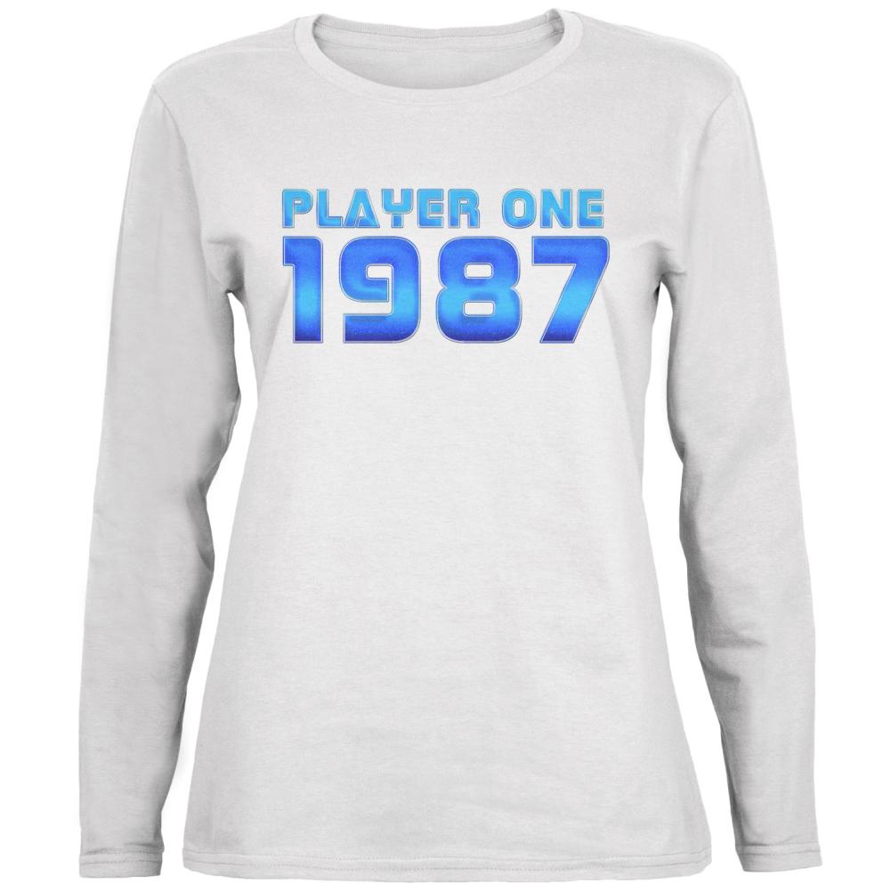 1987 Player One Birthday Ladies' Relaxed Jersey Long-Sleeve Tee Women's Long Sleeves Old Glory 2XL White 