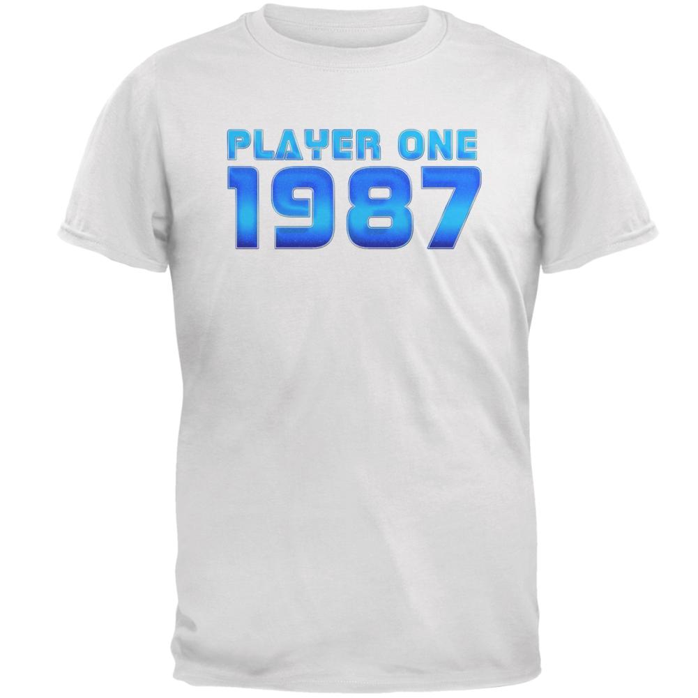 1987 Player One Birthday Mens T Shirt Men's T-Shirts Old Glory 2XL White 