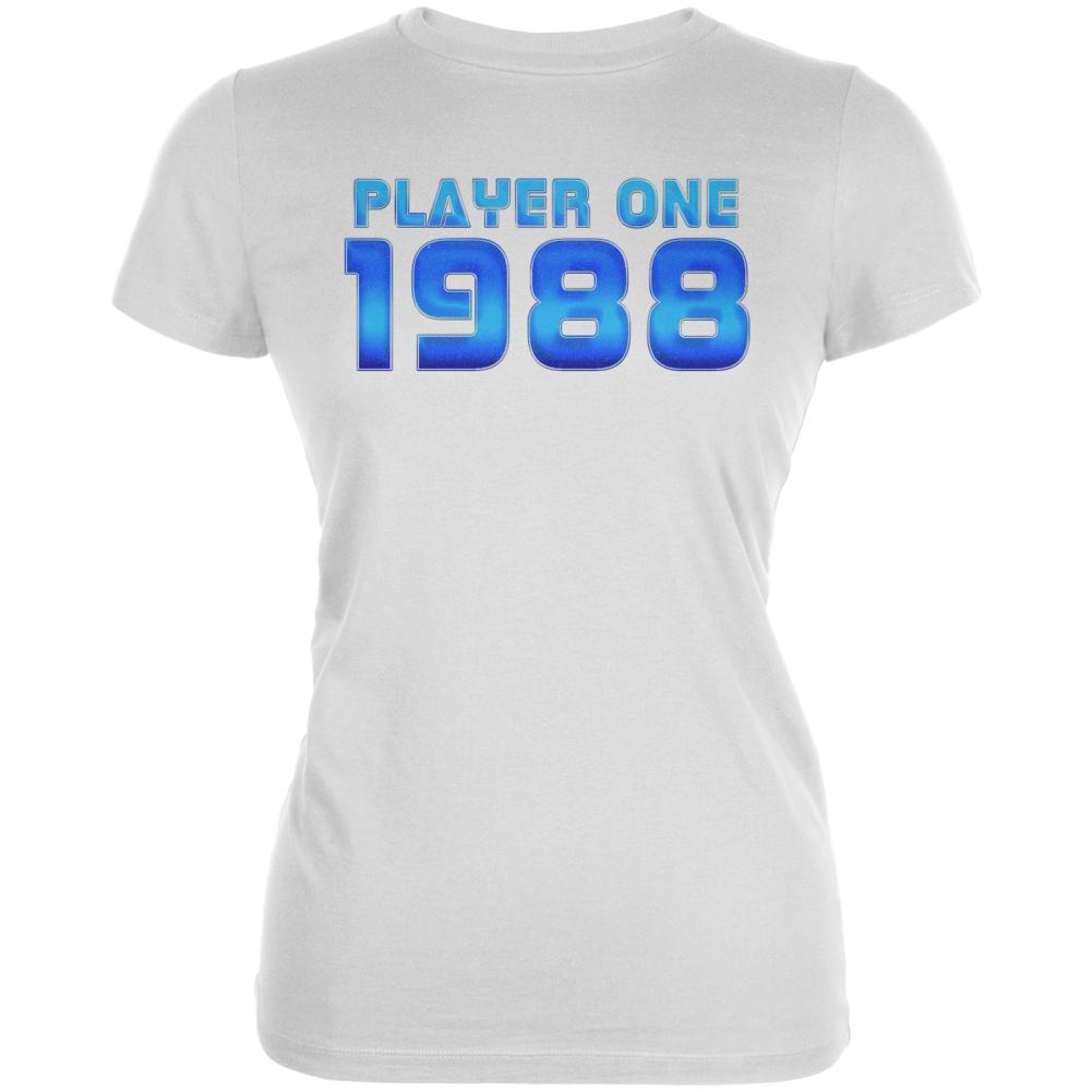 1988 Player One Birthday Juniors Soft T Shirt Juniors T-Shirts Old Glory 2XL White 