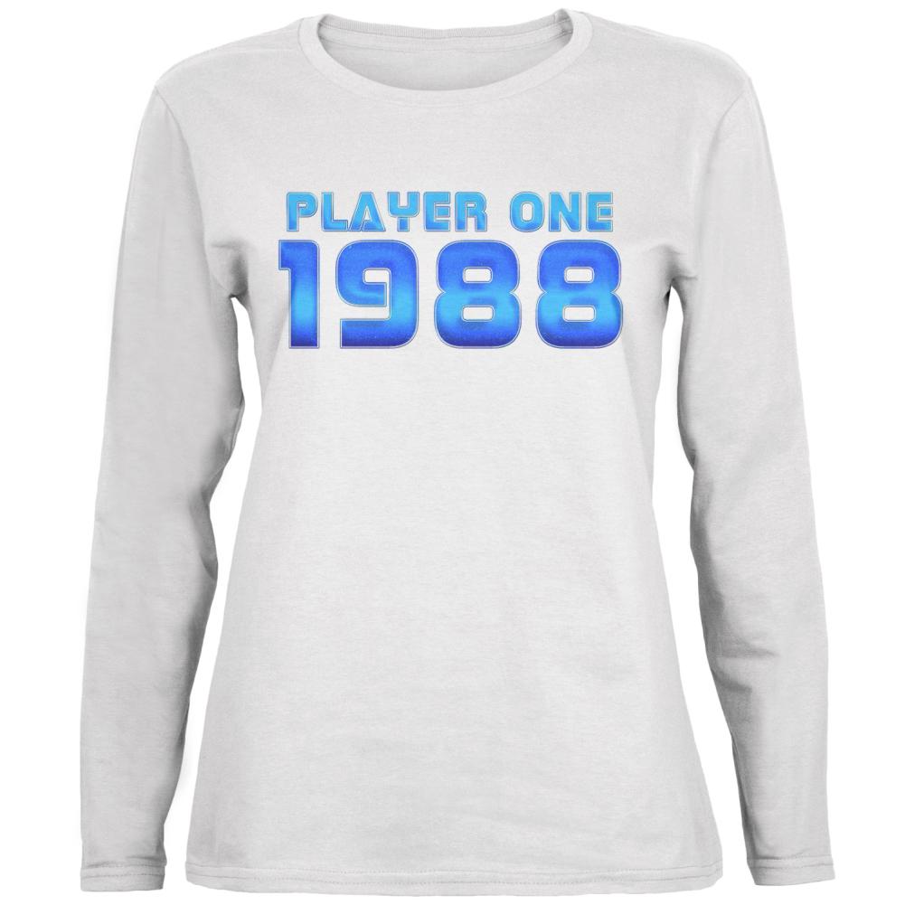 1988 Player One Birthday Ladies' Relaxed Jersey Long-Sleeve Tee Women's Long Sleeves Old Glory 2XL White 