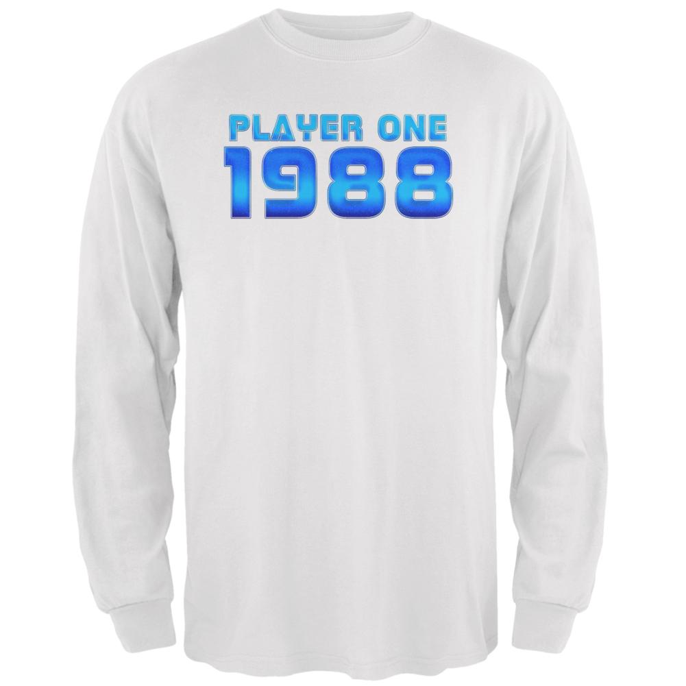 1988 Player One Birthday Mens Long Sleeve T Shirt Men's Long Sleeves Old Glory 2XL White 