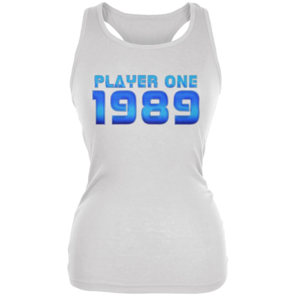 1989 Player One Birthday Juniors Soft Tank Top Juniors Tank Tops Old Glory 2XL White 