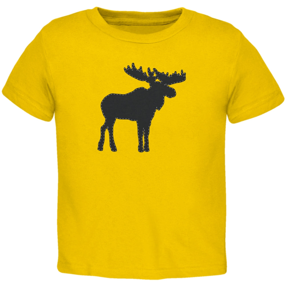 Moose Faux Stitched Toddler T Shirt Toddler T-Shirts Old Glory 2T Yellow 