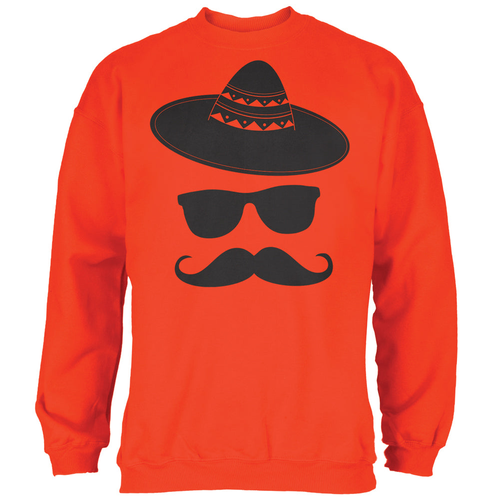 Cinco De Mayo Mustache Sombrero Mens Sweatshirt Men's Sweatshirts Old Glory 2XL Orange 