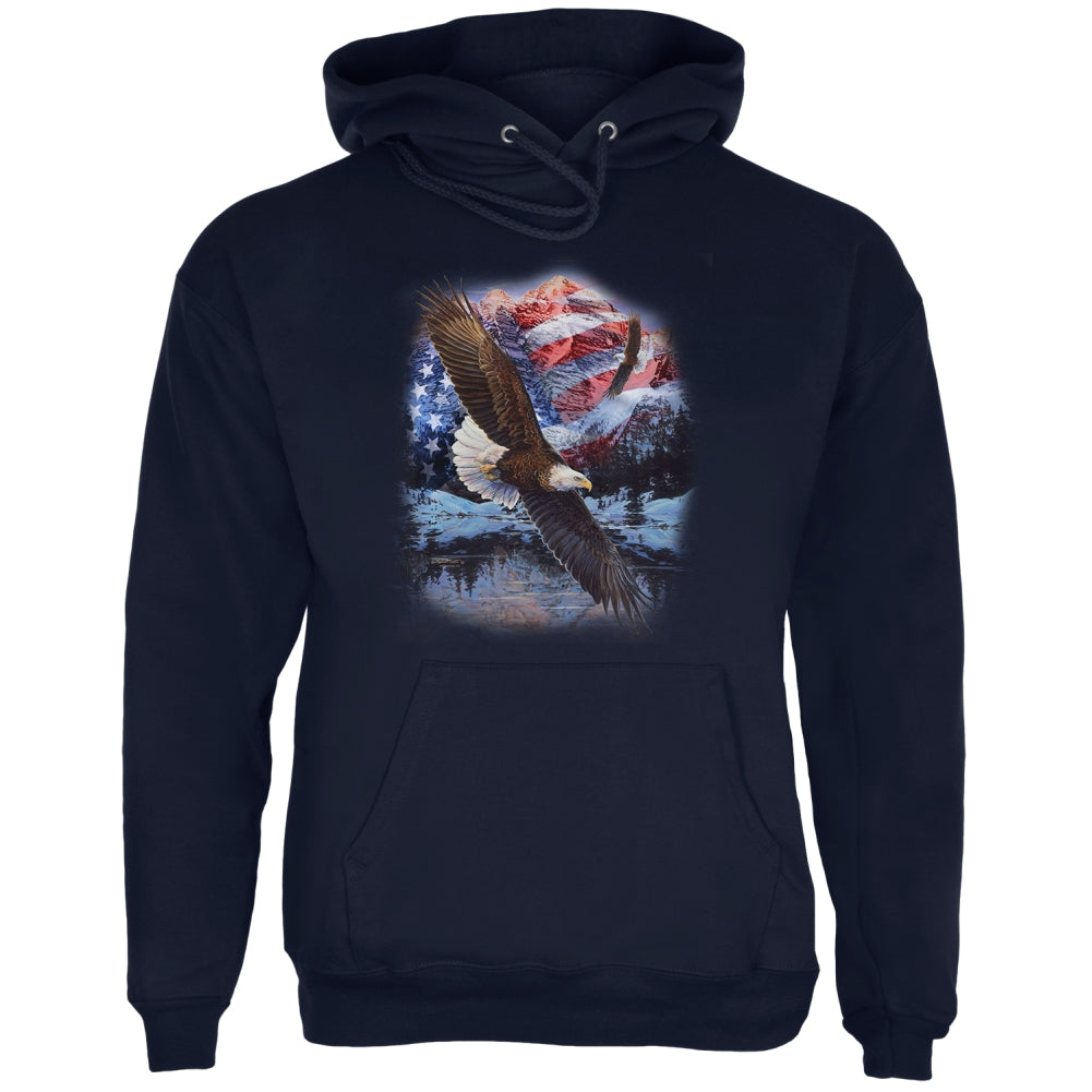 4th Of July American Flag Bald Eagle Mens Hoodie Men's Hoodies 4th of July 2XL Navy 