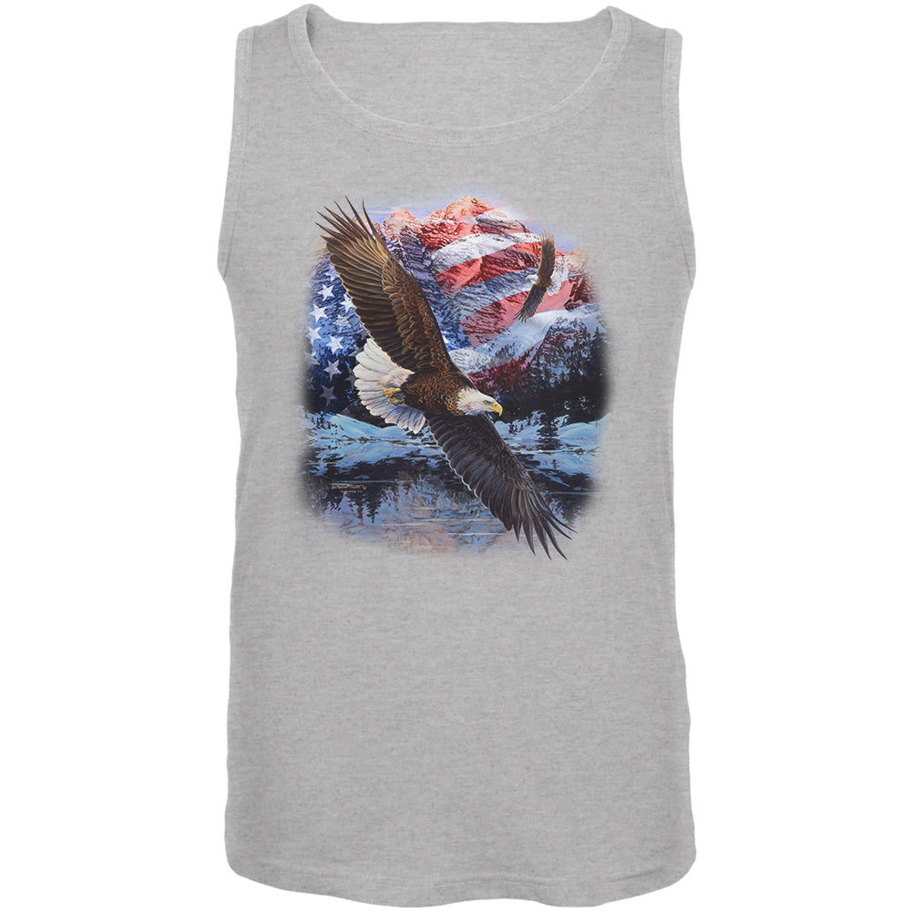 4th Of July American Flag Bald Eagle Mens Tank Top Men's Tank Tops 4th of July 2XL Grey 