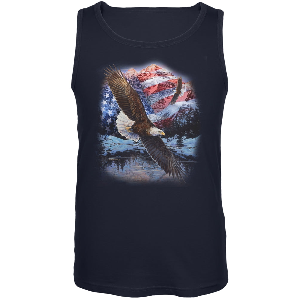 4th Of July American Flag Bald Eagle Mens Tank Top Men's Tank Tops 4th of July 2XL Navy 