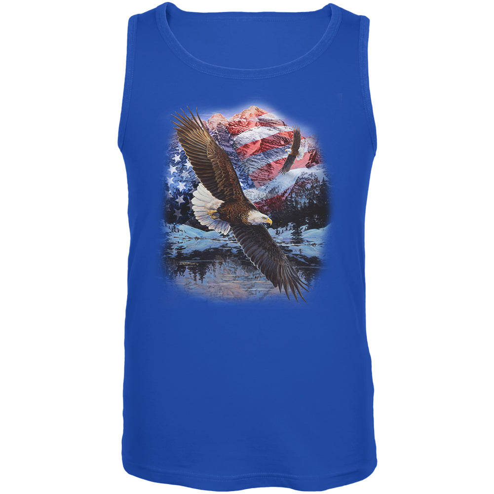 4th Of July American Flag Bald Eagle Mens Tank Top Men's Tank Tops 4th of July 2XL Blue 