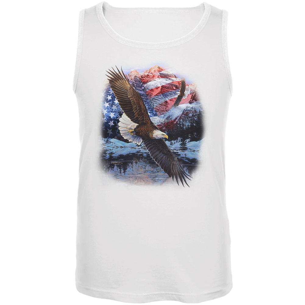 4th Of July American Flag Bald Eagle Mens Tank Top Men's Tank Tops 4th of July 2XL White 