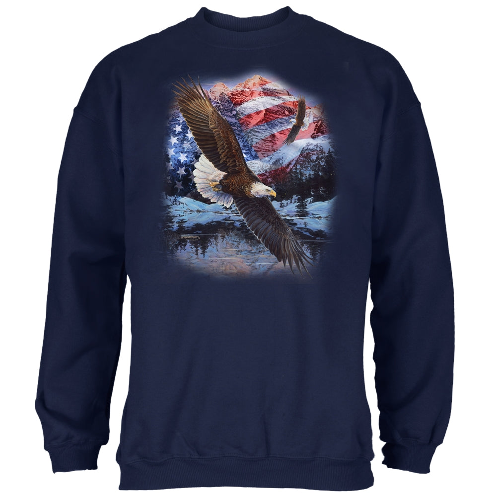 4th Of July American Flag Bald Eagle Mens Sweatshirt Men's Sweatshirts 4th of July 2XL Navy 